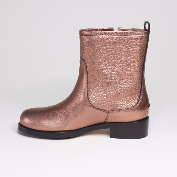 AUTHENTIC JIMMY CHOO Dondo Rosewood Grainy Calf Leather Biker Boots - Picture 3 of 7